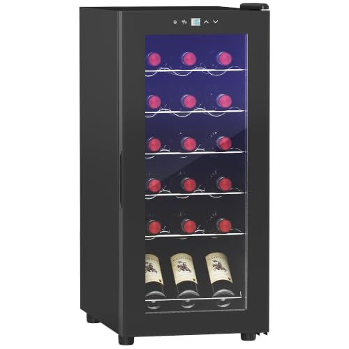 HOMCOM Cantinetta Vino Refrigerata per 18 Bottiglie Anti-UV 34.5x45x78cm