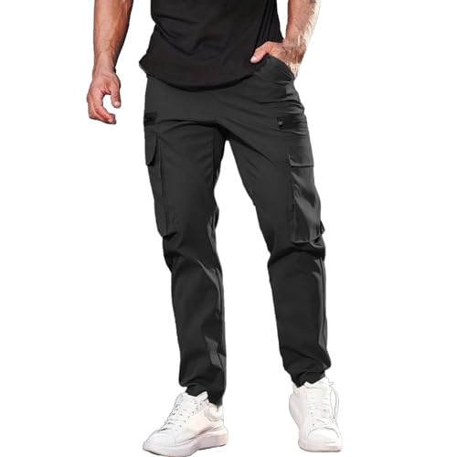 Mens Resort Wear 2025 Polyester Pants,Elastic Waist Drawstring Cargo Pants Lightweight Casual Summer Beach Trousers