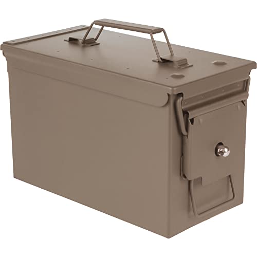 11.8" All Metal 50 Caliber Ammo Can with Installed Locking Hardware by Modern Warrior (Tan)