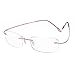 BEISON Memory Titanium Stainless Steel Rimless Flexible Reading Glasses (Pink, 2.5)
