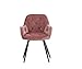 Greneric 1X Esszimmerstuhl Rosa aus Stoff (Samt) Wohnzimmerstuhl Farbauswahl Retro Design Armlehnstuhl Stuhl mit Rückenlehne Sessel Metallbeine Schwarz (Rosa, 1)…