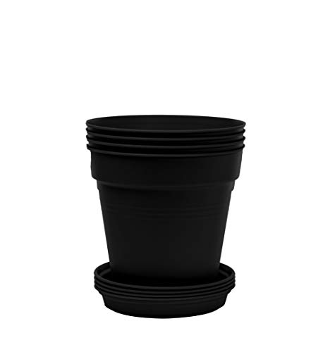 Mintra Home Garden Pots 4Pk (Black, 11Cm Diameter (4.3In)) #TOP1