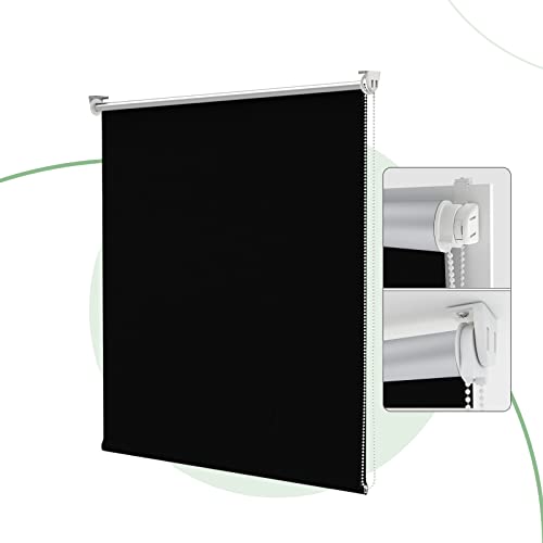 HOMEDEMO Store Enrouleur Occultant Isolant Thermique Opaque Noir 60 x 120 cm Rideau occultant Fixation avec ou sans perçage