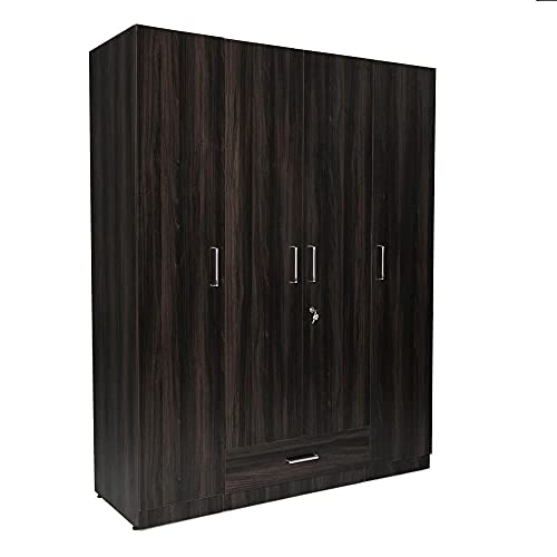 Image of Wakefit Wardrobe | 1 Year Warranty | Engineered Wood Almirah, Cupboard for Clothes Storage | 4 Door, 1 Drawer, 2 Hanging Space | Cashmere - Dark Brown