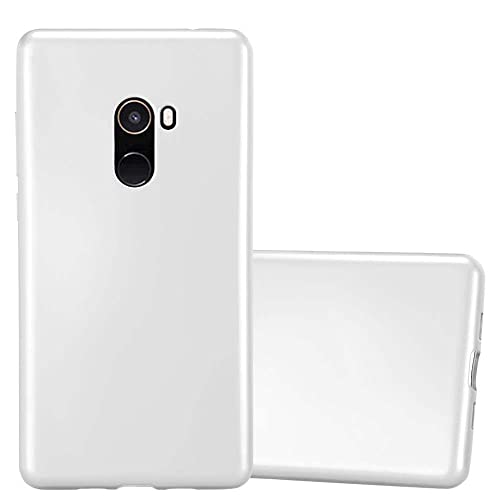 Cadorabo Custodia per Xiaomi Mi Mix 2 in ARGENTO METALLICO - Morbida Cover Protettiva Sottile di Silicone TPU con Bordo Protezione - Ultra Slim Case Antiurto Gel Back Bumper Guscio