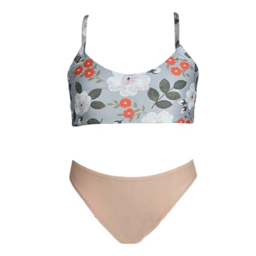 Image of Teen Girls Bikini Cute Two Pieces Bathing Suits Girls Swimsuit Round Neck Adjustable Straps Juniors Kids Swimwear