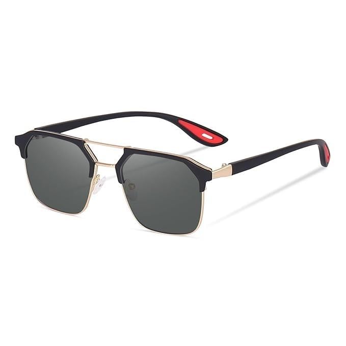 arzonai Unisex Trending Fashion Modern Stylish Hexagonal UV Protected Sunglasses And Uv Protection Anti Glare, Gold-Black, Free Size-picture-6