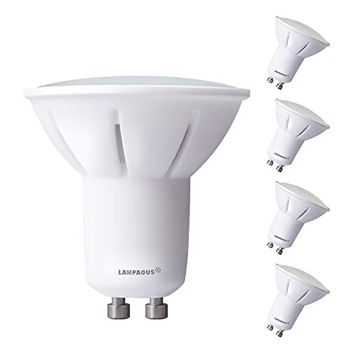 Lampaous LED Gu10 5 W, regulable con mando a distancia inalámbrico WiFi de 2,4 G, ajustar el brillo del 10 % al 100 % y la temperatura de color de 3000 K hasta 6500 K., 4 unidades, GU10