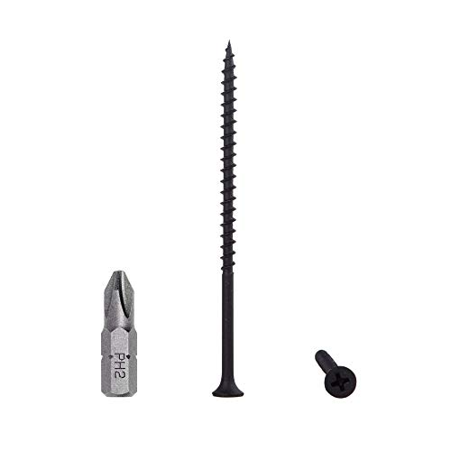 Lote de 100 tornillos de acero al carbono de fosfato negro, 4,2 x 90 mm, tornillos para paneles de yeso, cierres de aglomerado, cabeza de buje Philips (100, 4,2 x 90 mm)
