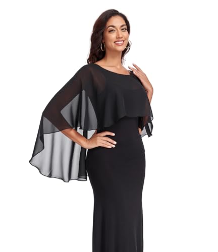 Sheer Shawls and Wraps for Evening Dresses Chiffon Capes for Women Soft Wedding Cover Up2