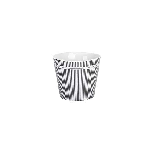 Krasilnikoff - Becher, Tasse - Happy Cup - Pinstripe - weiß, anthrazit - ca. 400 ml - Höhe: 9 cm Cover