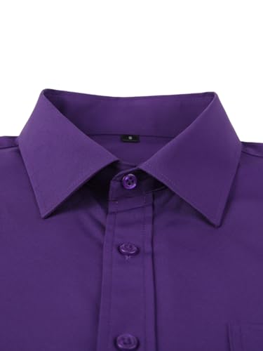 Men's Dress Shirts Long Sleeve Button Down Shirt Business Formal Stretch Shirt Regular Fit with Pockets3