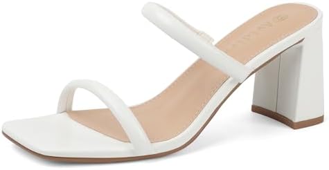 Avidirk - Women's Square Open Toe Two Strap Mid Heel Sandals