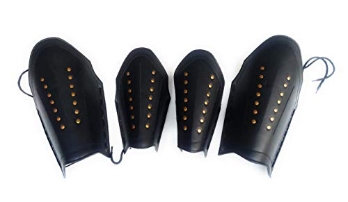 NauticalMart Roman Leather Greek Armor Vambrace Collectible Arm Guard & Leg Guard