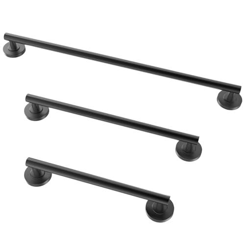 JUBOMT Shower Grab Bar Set ADA Compliance Matte Black Stainless Steel Handicap Grab Bar for Bathtubs and Showers Modern 3-Pack 18 24 36 Shower Safety Bars for Seniors