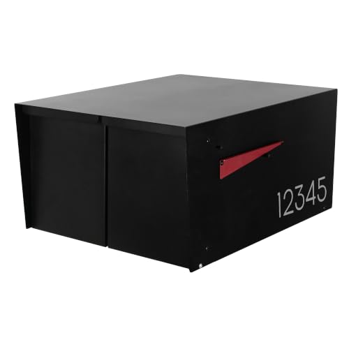 Image of Ilyapa Large Modern Mailbox for Outside - Black, Modern - Post Mount