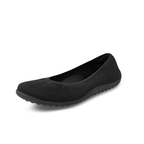 Arromic Wide Toe Box Ballet Flats Shoes for Women Black Slip on Knit Dressy Shoes Washable Soft Ballerina Lightweight Ladies Walking Flat