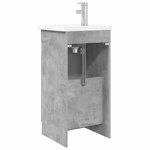 Mueble de baño con lavabo gris hormigón de 42 cm con grifo y armario 6