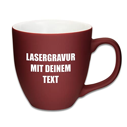 Mahlwerck XL Jumbotasse, selbst gestalten, große Porzellan-Kaffeetasse mit matter Oberfläche, Tasse personalisieren mit Namen, Geschenk, 400-450ml, mit eigener Textgravur, Dragon Wine Red Cover
