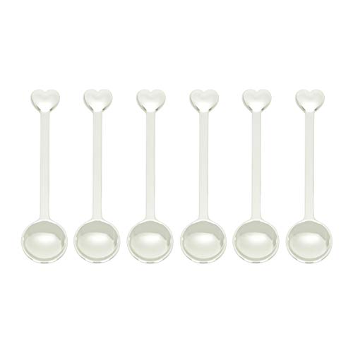 Conjunto de 6 Colheres de Zamak Silver Plated Heart, Lyor, Prata, 10 cm