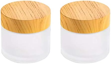 2 Pack,100 Gram Frosted Face Cream Jar,Empty Glass Eye Cream Dispenser Makeup Jar Pot with Leakproof Lids,Inner Liner Lip Balm Lotion Cosmetic Container-2 Plastic Stick Included