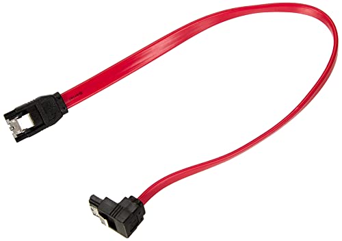 Ewent Cavo SATA III, Velocità 6Gbits con Clips in metallo, SATA L-Type angolare 90°, Rosso, 0.3 m