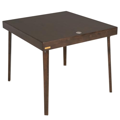 Stakmore Folding Puzzle Table Espresso Wood Felt Interior Fabric Removable Top Storage Space-Saving Design