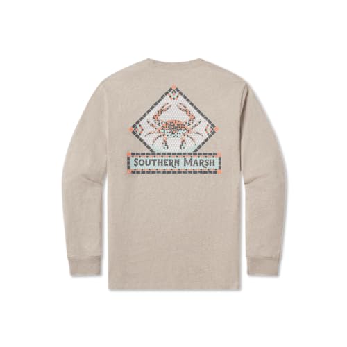 Southern Marsh Youth’s Mosaic Crab T-Shirt – Long Sleeve Casual Graphic Tee