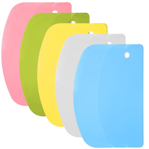 5 Pieces Dough Scraper Bench Scraper 5.3 X 3.6 Inch Bowl Scrapers for Bread Dough Tools Food-Safe Plastic Bench Kitchen Hard Doughs Scrapers for Bread,Pastry, Baking Cake(Multicolor)
