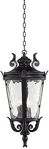 John Timberland Casa Marseille European Outdoor Ceiling Light Hanging Black