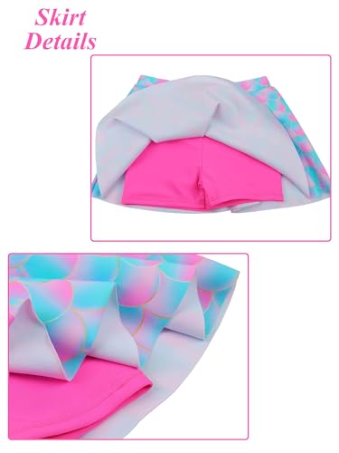 Image of Girls Rash Guard 2 Pieces Bathing Suit UPF50+ Swimsuit with Swimming Skirt Swimwear 2-14Y