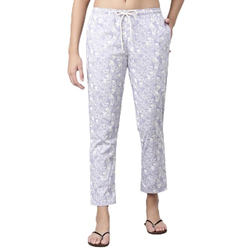 Image of Enamor Mid Rise Full Length Adjustable Drawstring Hangout Pant for Women - Relaxed Fit, Combed Cotton - E4A5