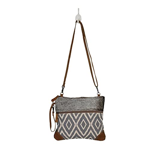 Myra Bag Minute Small & Cross Body Bag Upcycled Canvas, Rug, Leather & Cowhide S-26573