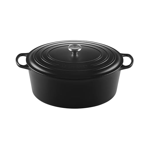 Le Creuset Signature Gjutjärnsgrill med lock, Ø 40 cm, oval, lämplig för alla typer av spisar och induktion, volym: 13,9 l, 10,025 kg, svart