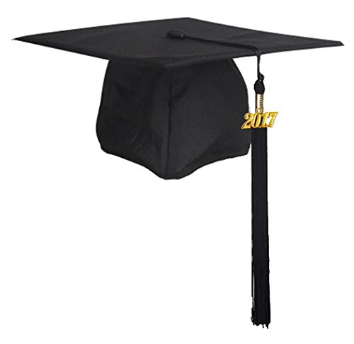 GraduationMall Unisex Adult Matte Graduation Cap with Tassel 2018 Black