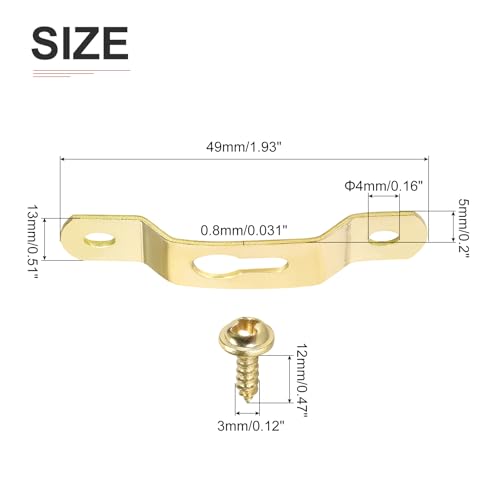 Image of DTGN 49mm x 13mm Keyhole Hanging Plate with Screws - 50Pcs - Good for Hanging Paintings - Picture Frame Hook Photos - Gold