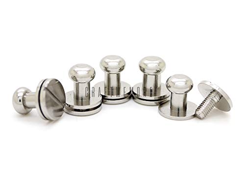 Craftmemore Solid Brass Ball Head Stud Screw Back Nipple Rivet Studs Button Strap Stopper Leathercraft 10 Pack Scbh (Silver, 5 Mm) #TOP2