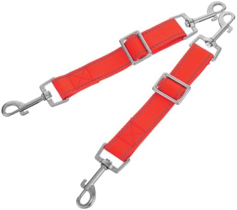 Alipis 2pcs Dog Leash Coupler Safety Clip with Dual Nylon Clips, Adjustable Backup Collar Connector for Puppy and Dog Outdoor Jogging, Secure and Easy Adjustment, Light Red