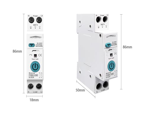 Medidor de energía inteligente TOB9L-6 63A y disyuntor protector de sobretensión 1P+N 2