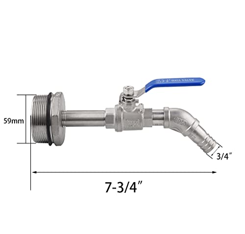 Wantmatch 2 Inch Drum Faucet Stainless Steel Barrel Faucet With Epdm Gasket And Tape For 55 Gallon Drum,3/4 Inch Outlet thumb #1
