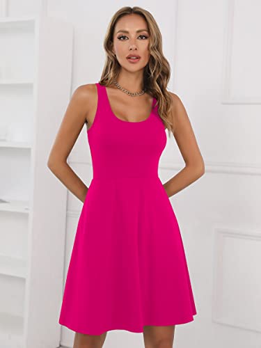 Image of Missufe Women's Sleeveless Racerback Flared Casual Plain Tank Dress