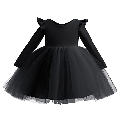 IDOPIP Toddler Baby Flower Girls Velvet Tutu Dress Fall Long Sleeve Princess Pageant Wedding Christmas Birthday Party Dresses2