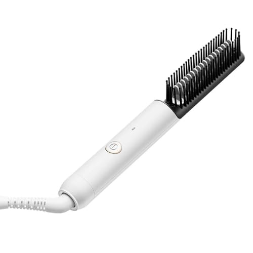 Plancha para el cabello en forma de cepillo con protección contra quemaduras, calentamiento rápido, para cabello rizado y liso miniatura 1
