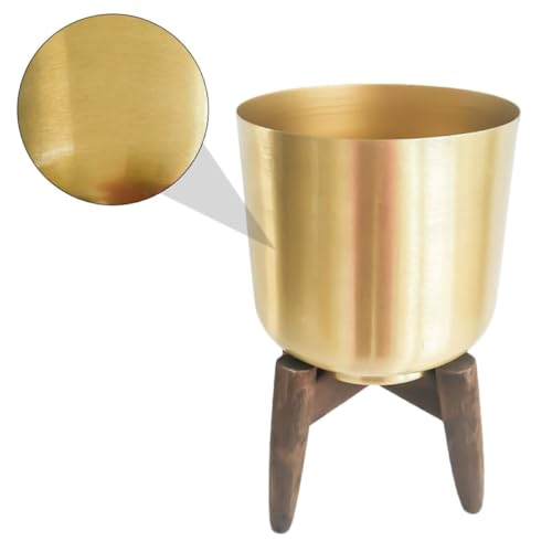 Pot de fleurs moderne en fer et bois support plante intérieur - 5