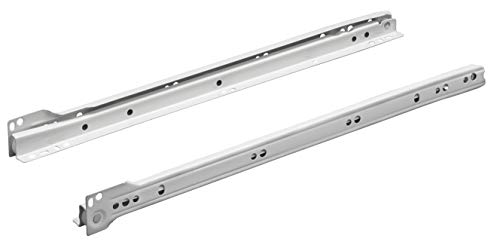 Hettich 501 FR 302-Guía de rodillo para montaje en posición vertical (350 mm, guía de doble cara, 1 par), Blanco