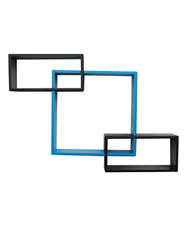 Image of Home Sparkle Wooden Wall Shelves (Blue & Black)