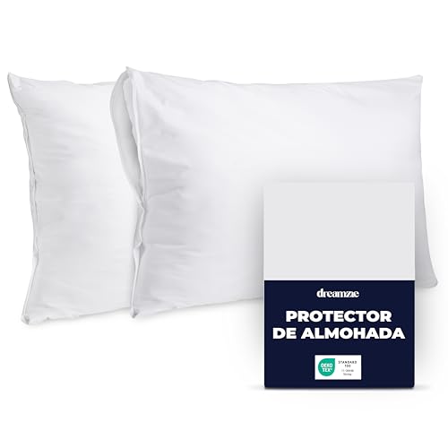 Dreamzie Protector Almohada 40x60 cm - Pack x2 Funda Protectora Almohada Impermeables con Cremallera - Antiácaros, Oeko-Tex - Lavable a 90°C