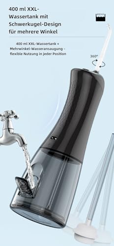Multifunktionaler Zahnreiniger für Erwachsene – Elektrische tragbare Munddusche für den Heimgebrauch, Hochfrequenz-Puls-Wasserstrahl zur Zahn- und Mundhygiene (Schwarz) – Bild 3