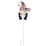Metal American Flag Garden Stakes, USA Patriotic Gnomes Yard Stake for Patio Lawn Porch 4th of July