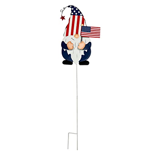 Metal American Flag Garden Stakes, Usa Patriotic Gnomes Yard Stake For Patio Lawn Porch 4Th Of July Outdoor Welcome Decorations #TOP11